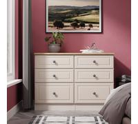 Norfolk Large Chest of Drawers Off-white & Light Oak 6 Drawers 110cm