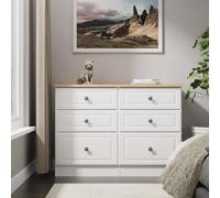 Norfolk Large Chest of Drawers White & Light Oak 6 Drawers 110cm