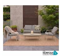 Norfolk Leisure Aston 4 Piece Patio Set, Grey, Galvanised Steel Frame, Ceramic Glass Table, Olefin Cushions, 4 Seater Outdoor