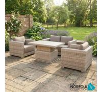 Norfolk Leisure Cunningham 4-Piece Deep Seating Set With Gas Height Adjustable Ceramic Table Outdoor Rattan Garden Furniture