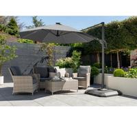 Norfolk Leisure Garden Must Haves One Box Parasol 3M Round Led Cantilever With Water Filled Base - Grey. W/rotating Base