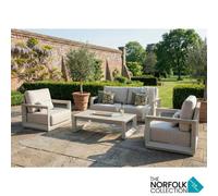 Norfolk Leisure Hamilton 4 Piece Patio Set Aluminium Frame Deep Seating Olefin Cushions Sofa Chairs Table Outdoor