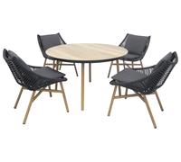 Keswick Four Seater Dining Set with Cushions Norfolk Leisure Lifestyle Dark Grey One Size