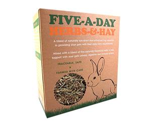 Norfolk Pastures Five a Day Herbs & Hay 5 x 500g For Rabbits & Small Animals A Blend of Naturally Sun-Dried Dust Extracted Hay Mixed with Five Naturally Beneficial Herbs
