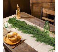 Norfolk Pine Garland 6FT/183cm Artificial Greenery Garland Real Touch Christmas Garlands for Table Stair Handrail Indoor Mantle Decor Outdoor Christmas Decorations (2pcs)