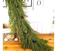 Norfolk Pine Garland, Real Touch Branches - Faux Cedar Christmas Decor for Table, Mantle (Green, 2.7m)