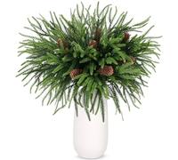Norfolk Pine Stems, 8 Pcs Christmas Greenery Pine Branches with 5 Pcs Pine Cone, 18inch Real Touch Artificial Christmas Tree Filler Branches for Vase DIY Crafts Xmas Garland Wreath Home Garden Decor