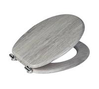 Showerdrape Norfolk Soft Close Grey Oak Wooden Toilet Seat, Grey