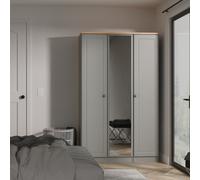 Norfolk Tall Mirror Wardrobe Grey & Light Oak 1 Shelf 111cm