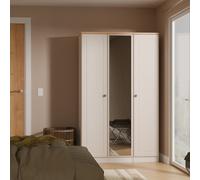 Norfolk Tall Mirror Wardrobe Off-white & Light Oak 1 Shelf 111cm
