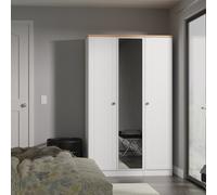 Norfolk Tall Mirror Wardrobe White & Light Oak 1 Shelf 111cm