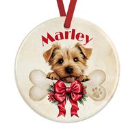 Norfolk Terrier Christmas Ornament - Personalised Dog Decoration - Custom Ceramic Bauble with Name & Gift Box, UK Made