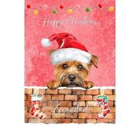 Norfolk Terrier Dog Art Christmas Card for Grandad - Xmas Card for Him Male Dog Pet