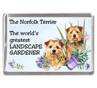 Norfolk Terrier Dog Fridge Magnet "The World's Greatest Landscape Gardener" - Fun Novelty Dog Gift Lovely Mothers/Fathers Day Birthday Present Idea'