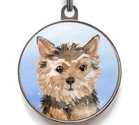 Norfolk Terrier Dog Tag - Add Text to Back - 4 Colour Options - Waterproof Lightweight Pet ID - Custom Name Tag with Watercolour Norfolk Terrier Design - Ideal for Small Dogs & Puppies