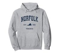 Norfolk Virginia VA Vintage Athletic Navy Sports Design Pullover Hoodie