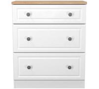 Norfolk White and Oak Effect 3 Drawer Deep Chest