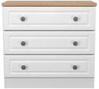 Norfolk White and Oak Effect 3 Drawer Small Chest