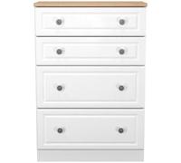 Norfolk White and Oak Effect 4 Drawer Deep Chest
