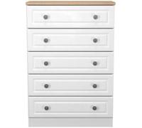 Norfolk White and Oak Effect 5 Drawer Chest