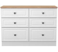Norfolk White and Oak Effect Oak 6 Drawer Midi Chest