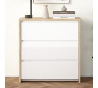 norfolk wooden chest of 3 white gloss drawers in jackson hickory