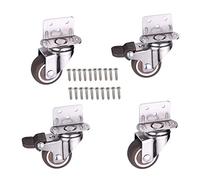 Norgail 4 Pack 1 Inch Small L-Shaped Plate Swivel Caster Combo, TPR Rubber Wheel Metal Housing Caster L-Shape Side Mount Plate for Furniture, 80Lbs/36Kg Load Capacity - 2 Swivel 2 Swivel w/Brake