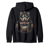 Norge Wolf Viking Longship Norwegian Pride Men Women Kids Zip Hoodie