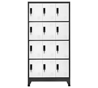 Norheim 12 Door Locker Storage Filing Office Cabinet Cupboard Units for Staff Gym School Changing Locker Cabinet with 12 Compartments Steel 90x45x180 cm Anthracite and White