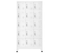 Norheim 15 Door Locker Storage Filing Office Cabinet Cupboard Units for Staff Gym School Changing Locker Cabinet with 15 Compartments Steel 90x45x180 cm Grey