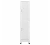 Norheim 2 Door Storage Filing Office Cabinet - Stainless Steel Cupboard Units Metal Locker for Staff Gym School Changing Room - 38x45x180 cm Grey
