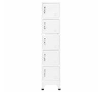 Norheim 5 Door Storage Filing Office Cabinet - Stainless Steel Metal Locker Cabinet Storage Unit for Staff, Gym, School - 38x45x180 cm White
