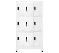 Norheim 9 Door Locker Storage Filing Office Cabinet Cupboard Units for Staff Gym School Changing Locker Cabinet with 9 Compartments Steel 90x45x180 cm White