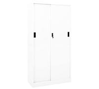 Norheim Lockable Office Cupboard with Sliding Door File Cabinet Office Storage Cupboard Organiser File Storage Cabinet Office Cabinet with Sliding Door White 90x40x180 cm Steel