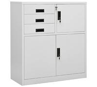 Norheim Locking Office Storage Cabinet File Organisation Metal Office Cabinet Office Cabinet Lockable Utility Storage Cupboard Light Grey 90x40x102 cm Steel