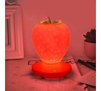 Strawberry Lamp, LED Cute Silicone Strawberry Night Lamp, Bedside Color Changing Lamp, 3 Modes Touch, for Living Room Bedroom (Color : Red)