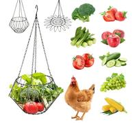 Norhogo 1 Piece Hanging Chicken Food Accessories, Chicken Poultry Fruit Holder, Foldable 30.5 cm Large Toy Chicken Fruit Feeder, Chicken Vegetable Hanging Feeder for Chickens, Chickens, Ducks