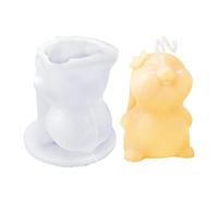 Norhogo 1 Piece Silicone Mould for Easter Candle Holder Easter Bunny Cute 3D Rabbit Candle Mould with a Small Flower on the Head Suitable for DIY Candles, Soaps, Wax Craft Projects and Decorations