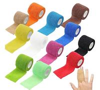 Norhogo 12 Rolls Cohesive Bandage, Flexible Cohesive Bandages, Elastic Breathable Fixation Bandage, for Wrist Ankle Sprains and Swelling, Pet Fat Wrap for Man, Animal and Sport, 5cm x 4.5m