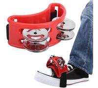 Norhogo 1pcs red Foot Tambourine Percussion Musical Instrument, Foot Tambourine with Stainless Steel Jingles Guitar Players, Musicians, Singers, Music Class, Bands and more