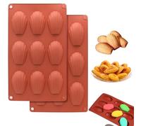 Norhogo 2 Pieces Madeleine Moulds, Mini Madeleines Baking Tray, Shell-Shaped Moulds, 9 Cavities Non-Stick tuille Moulds Silicone, madeleines Baking Tray for Making Chocolate, Cake, Sweets, Biscuit