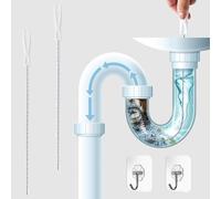 Norhogo 2 Pieces white Sink Drain Overflow Cleaning Brush, Manually 45CM Home Sink Unclogging Tool Cleaing Brush for Sink, Bath Plug, Sewer, Comes with two clear hooks
