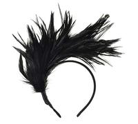Norhogo 20s Feather Headband Costume Hairband, Wedding Headpiece Vintage Party Costume Accessories, for Carnival Fancy Dress Headband Women (Black)