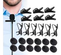 Norhogo 24pcs Microphone Windscreen Set for Lapel Microphones, 6pcs lapel microphone clip 6pcs Plastic Microphone Cord Clips 12pcs Mic Sponge Covers, Windscreen Shield Replacement Kit