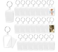 Norhogo 25 pieces Transparent Picture Frames Key Ring, Photo Acrylic with Key Ring Picture picture, transparent Blank Photo Keyrings with stainless steel rings for family friends gifts, 4.0 * 5.5 CM