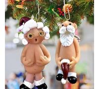 Norhogo 2PCS Christmas Decorations Naughty Santa Ornament, Christmas Funny Naked Santa Claus Hanging, Santa Pendant Christmas Decorations Ornament Party Decor Gifts (8CM)