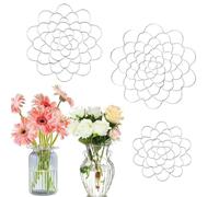 Norhogo 3 Pack Flower Frog metall Flower Arranging Tool, reusable silicone flower arranging grid, floral grid for vase for Vase, Floral Stems and Bouquets Fixation, Silver, 4+5+6inch