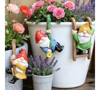 Norhogo 3-Pack Mini Gnome Plant Ornament, Cute Climbing Gnome Figurines, Resin Climbing Gnome Figurines, Hanging Dwarf Figurines for Garden for Planters, Fish Tank Edges & Garden Ornaments