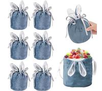 Norhogo 6 Pieces Easter Candy Bag Bunny Ears, Easter Bunny Gift Bags Velvet Bags Drawstring, Easter Egg Hunt Bunny Bags Velvet For Sweet Candy Biscuit Chocolate snack, 17 * 10 * 12cm(blue)
