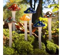 Norhogo 6Pcs Colorful Garden Mushrooms, Toadstool Fairy Garden Decoration Ornaments, Ceramic Mushrooms for Garden, Small Mushroom Decor for DIY Dollhouse Potting Shed Flowerpot Plants Statue, colorful